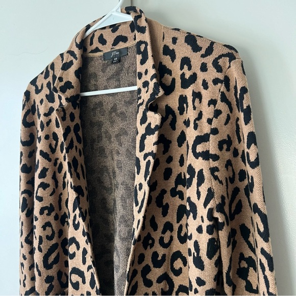 J. Crew Sophie Knit Sweater Blazer Leopard Print Open Front Cardigan XS $148 - Picture 5 of 11
